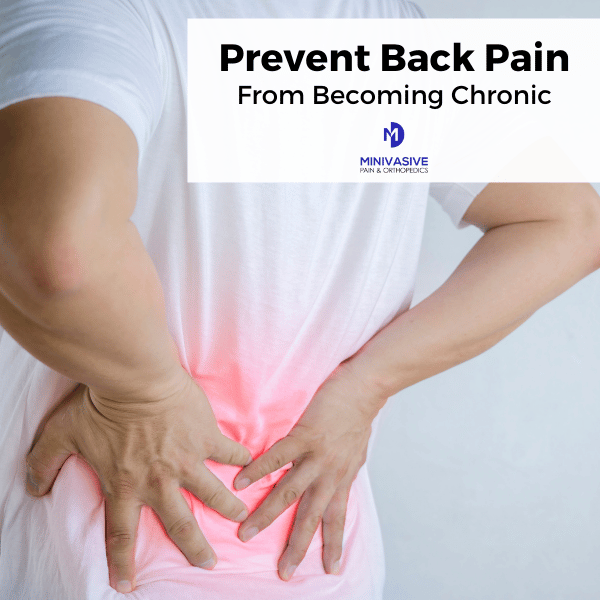 6 Tips to prevent acute back pain header image. Man with red lower back.